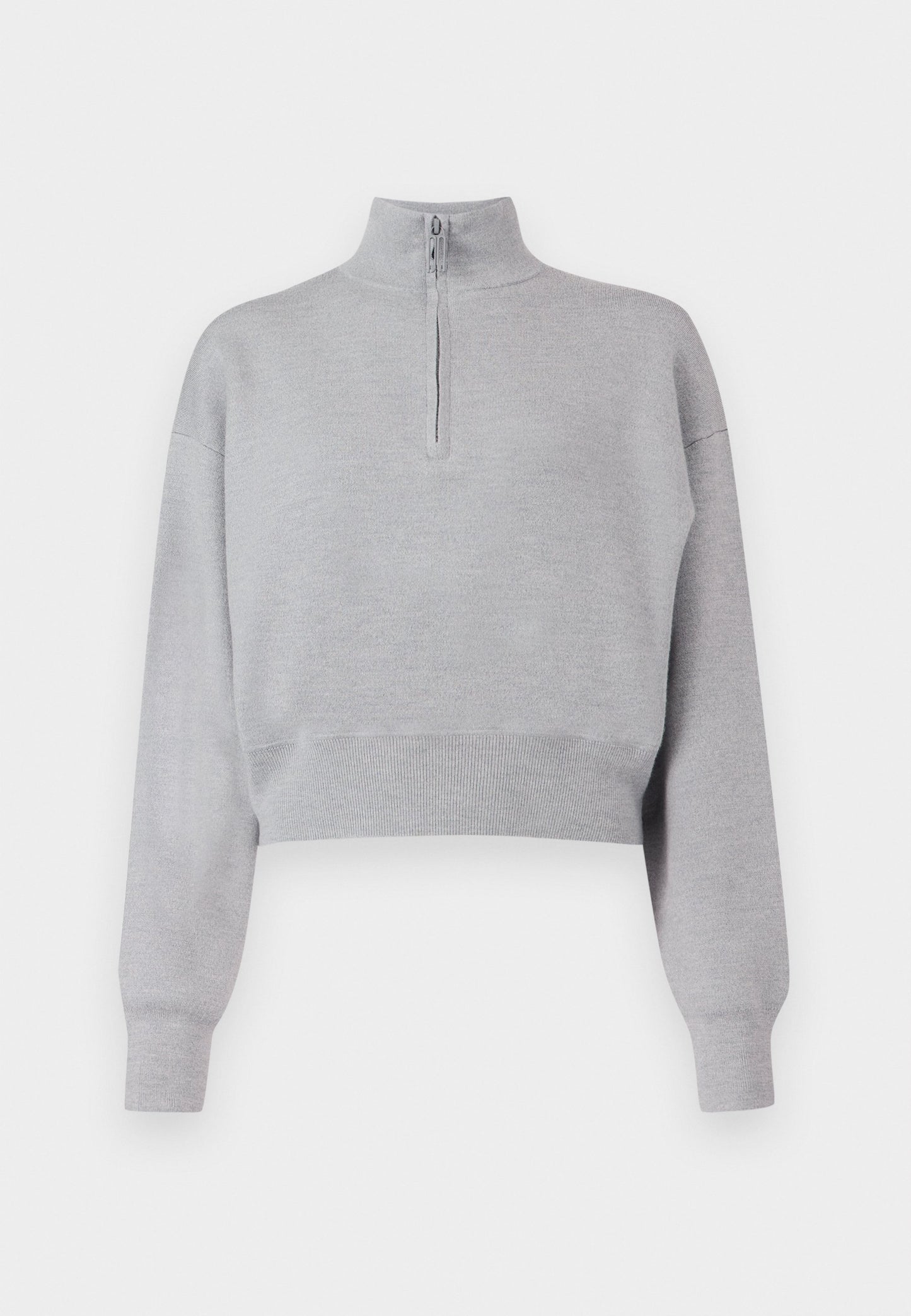 Victoria Beckham NTERLOCK HALF ZIP - Jumper - Grey Melange
