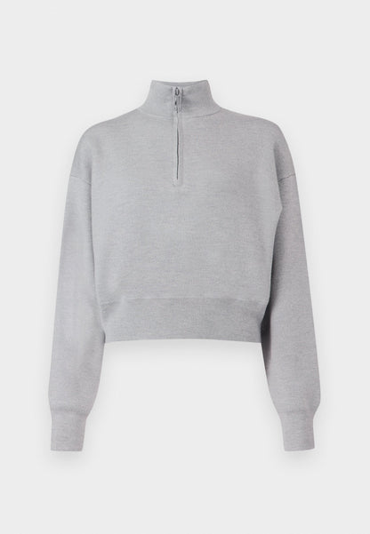 Victoria Beckham NTERLOCK HALF ZIP - Jumper - Grey Melange