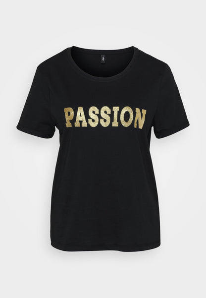 ONLY Petite ONLOLIVE AMOUR GLITTER - Print T-shirt - Cloud Dancer/gold-coloured