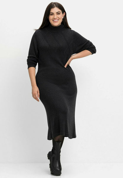 Sheego Strickkleid - Schwarz Meliert