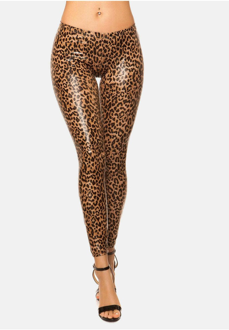  WETLOOK MIT SCHNÜRUNG HINTEN - Leggings - Hosen - Schwarz