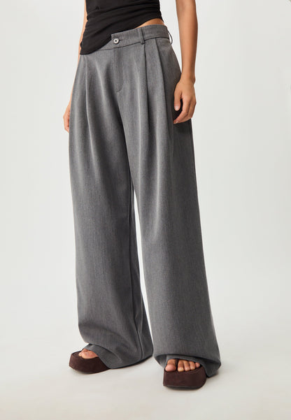 Stradivarius WIDE LEG SMART WITH DARTS - Trousers - Grey