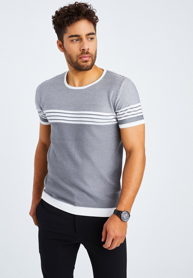 T-Shirt Print - Ecru-dunkelgrau