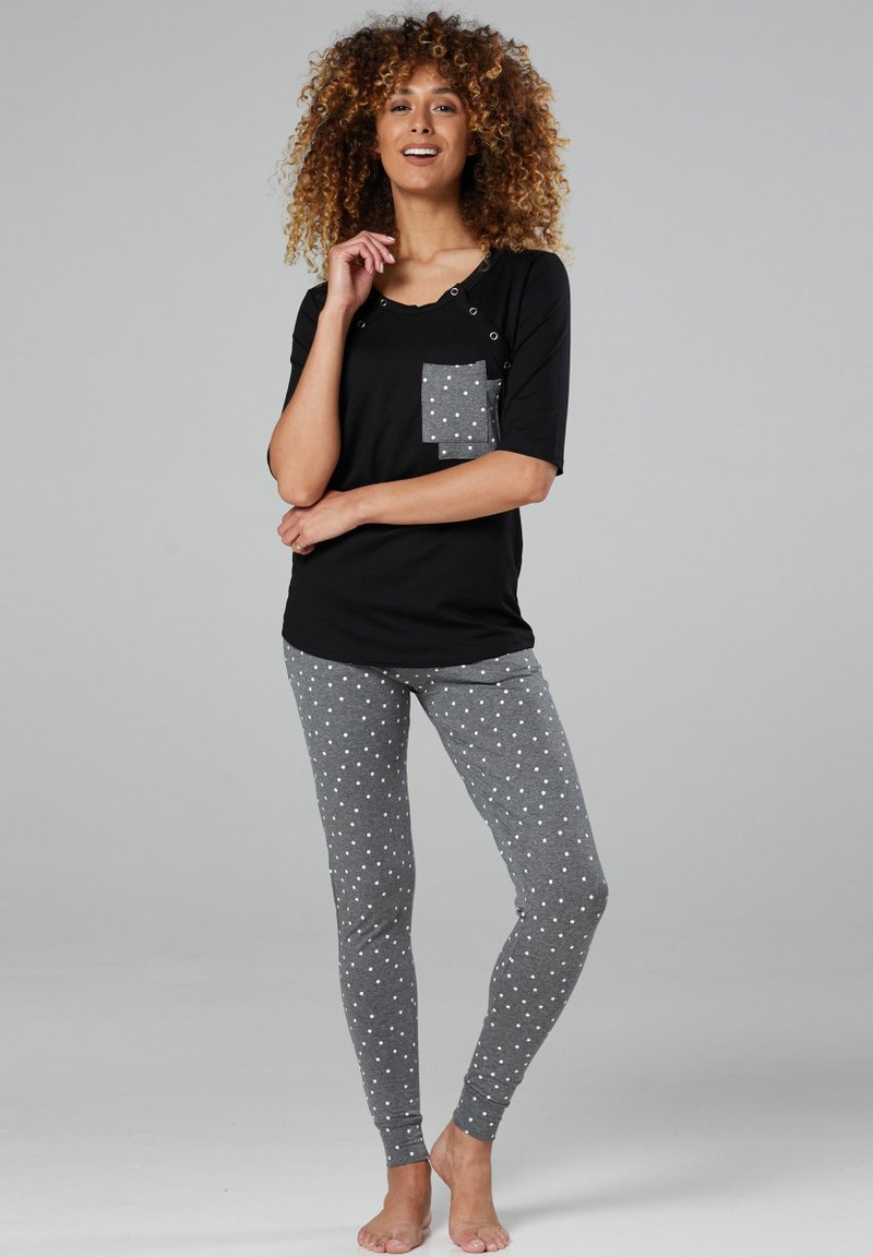  SET - Nachtwäsche Set - Black Dark Grey Off White
