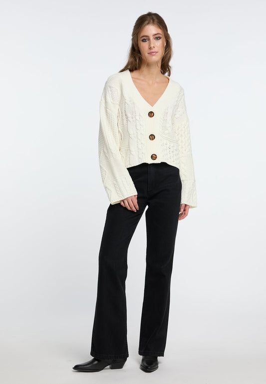 IZIA CROPPED GAYA - Strickjacke - Wollweiss