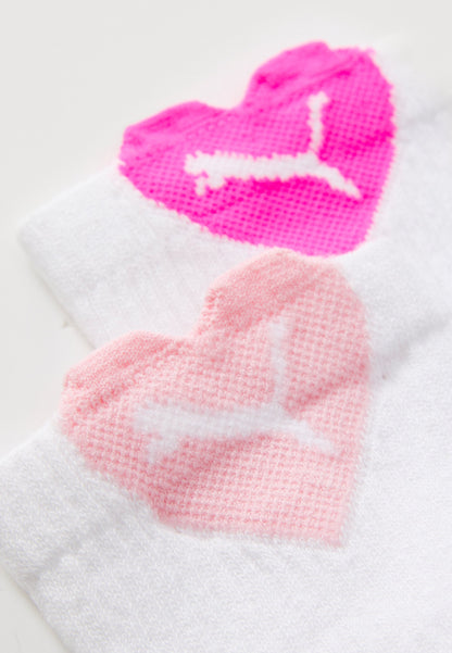 Puma WOMEN HEART LOGO SHORT CREW 4 PACK - Socks - White/pink