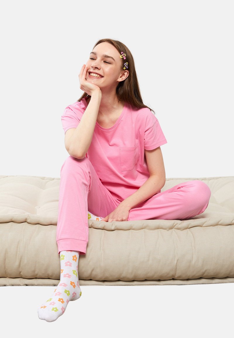  CREW NECK STRAIGHT SHORT SLEEVE - Nachtwäsche Set - Pink