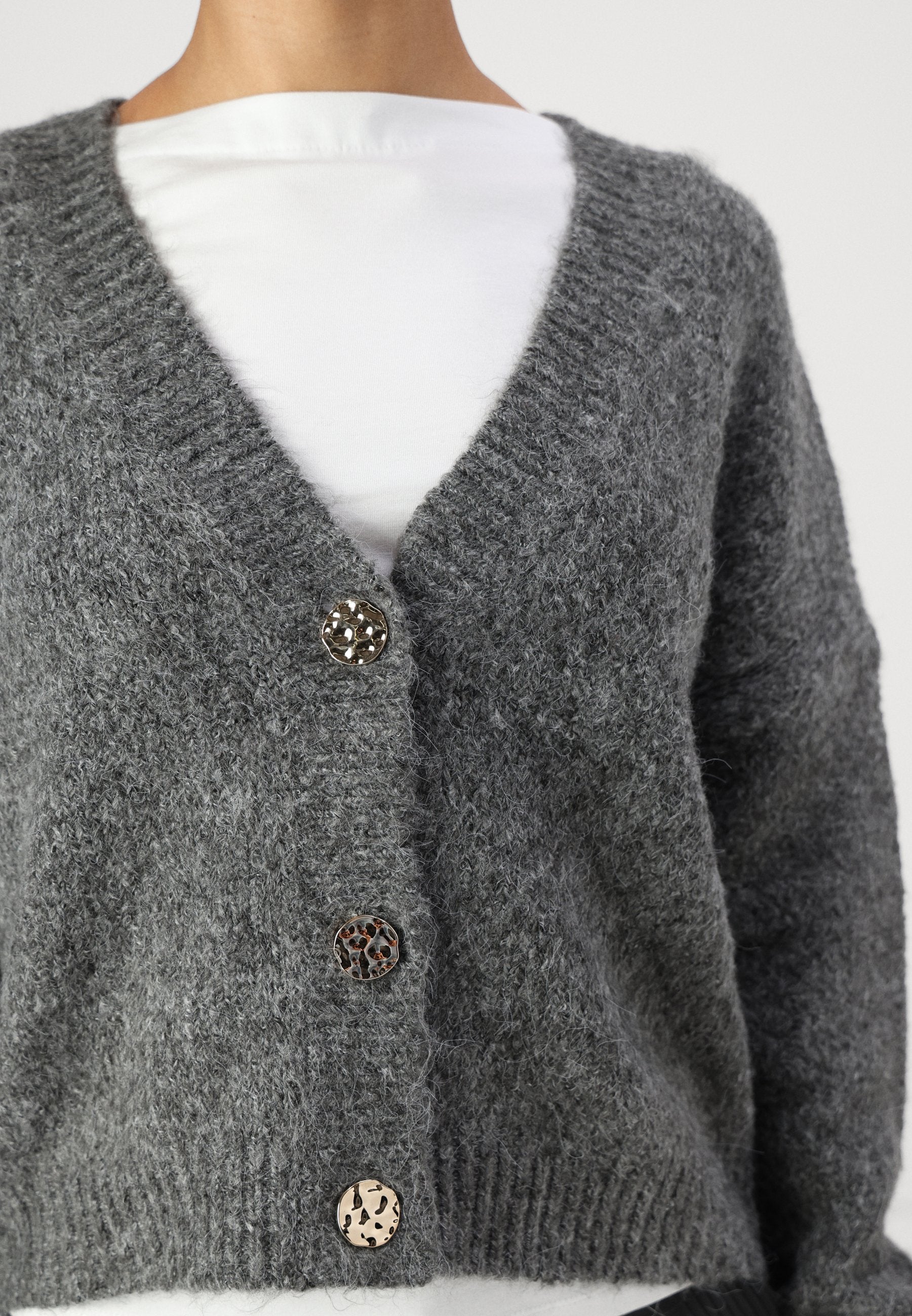 ONLY Petite ONLZOEY CARDIGAN - Cardigan - Dark Grey Melange