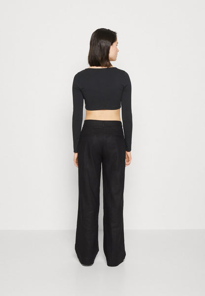 Nike Sportswear CROP - Langarmshirt - Black/(dark Smoke Grey)
