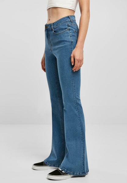 URBAN CLASSICS ORGANIC HIGH WAIST - Jeans Bootcut - Clearblue Washed