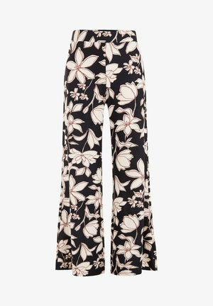 WE FASHION WIDE LEG MET DESSIN - CURVE - Stoffhose - Black