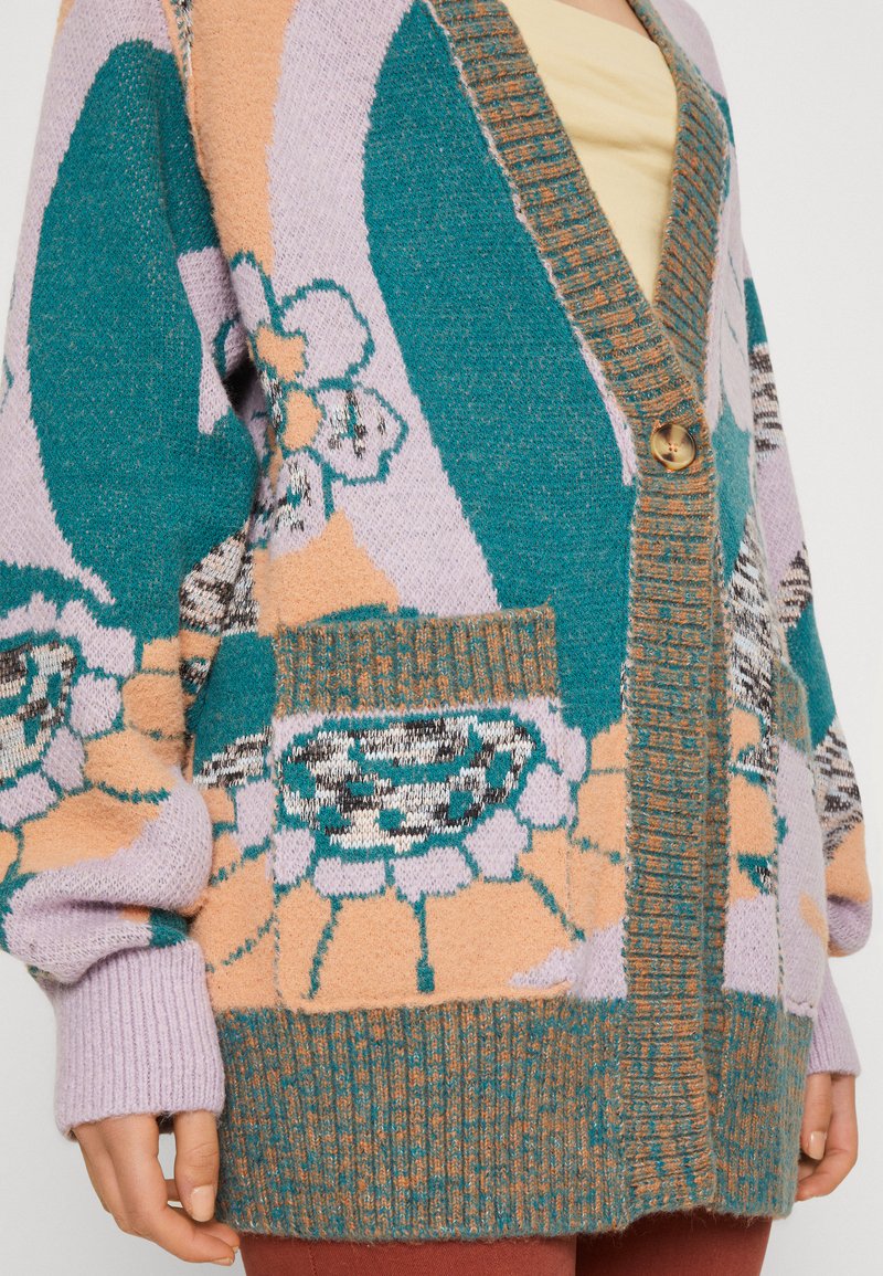 FREE PEOPLE AUGUST CARDI - Strickjacke - Orchid Teal Combo