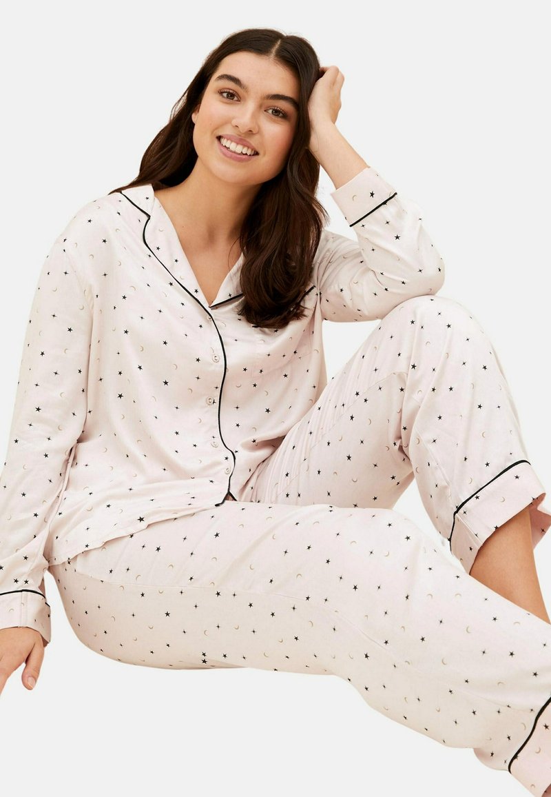 Marks & Spencer STAR PRINT REVERE COLLAR SET - Nachtwäsche Set - Soft Pink