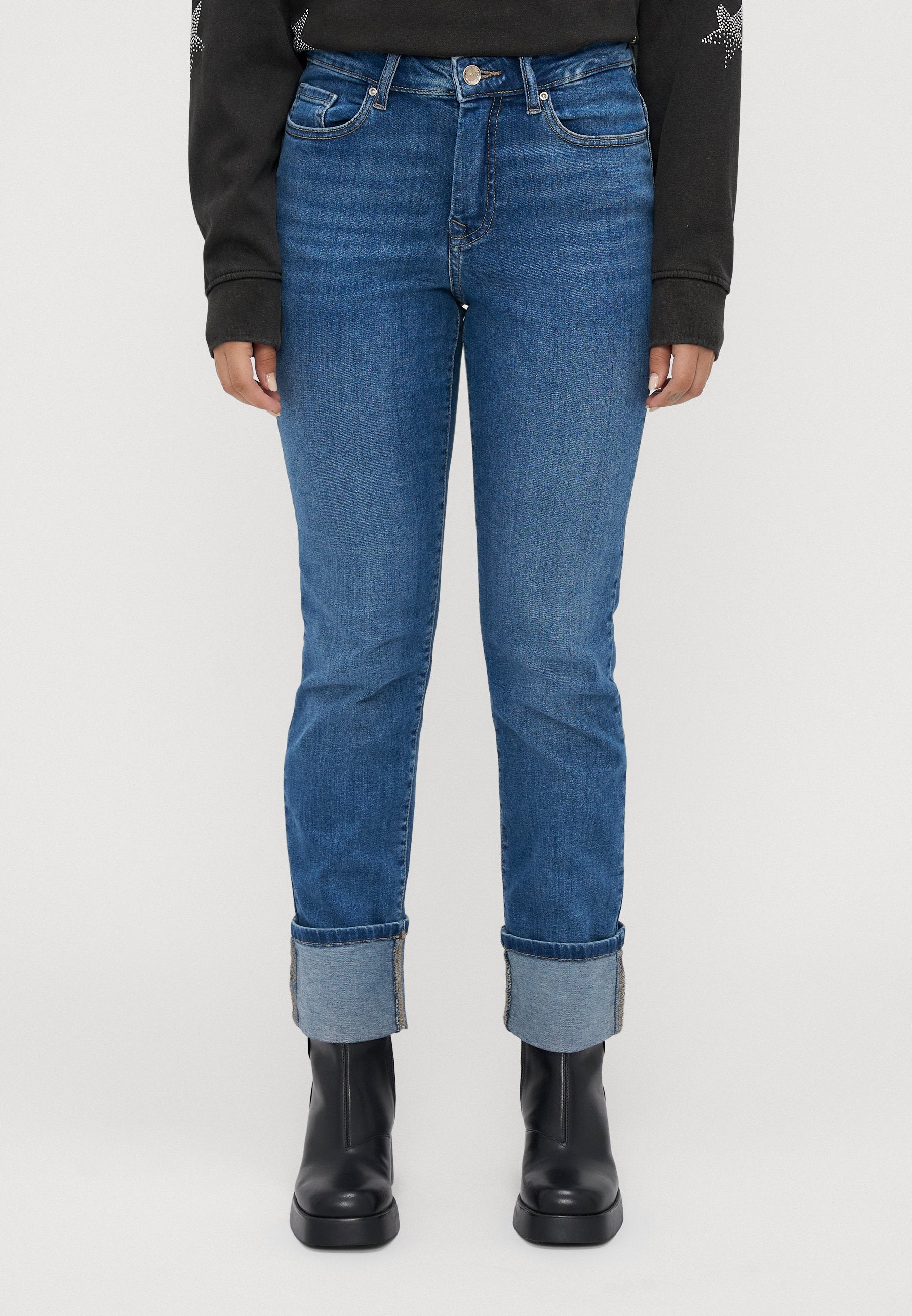 ONLY Petite ONLSUI MID FOLD UP - Slim Fit Jeans - Medium Blue Denim