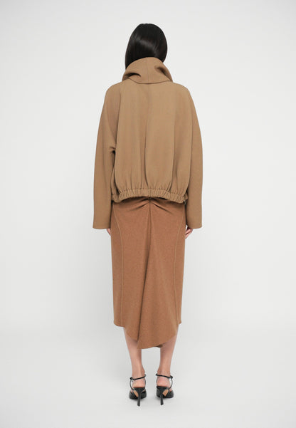 Victoria Beckham OVERSIZED ROLL NECK - Light Jacket - Dark Camel