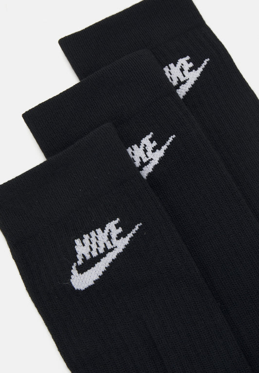 Nike Sportswear EVERYDAY ESSENTIAL CREW UNISEX 3 PACK - Sports Socks - Black/white