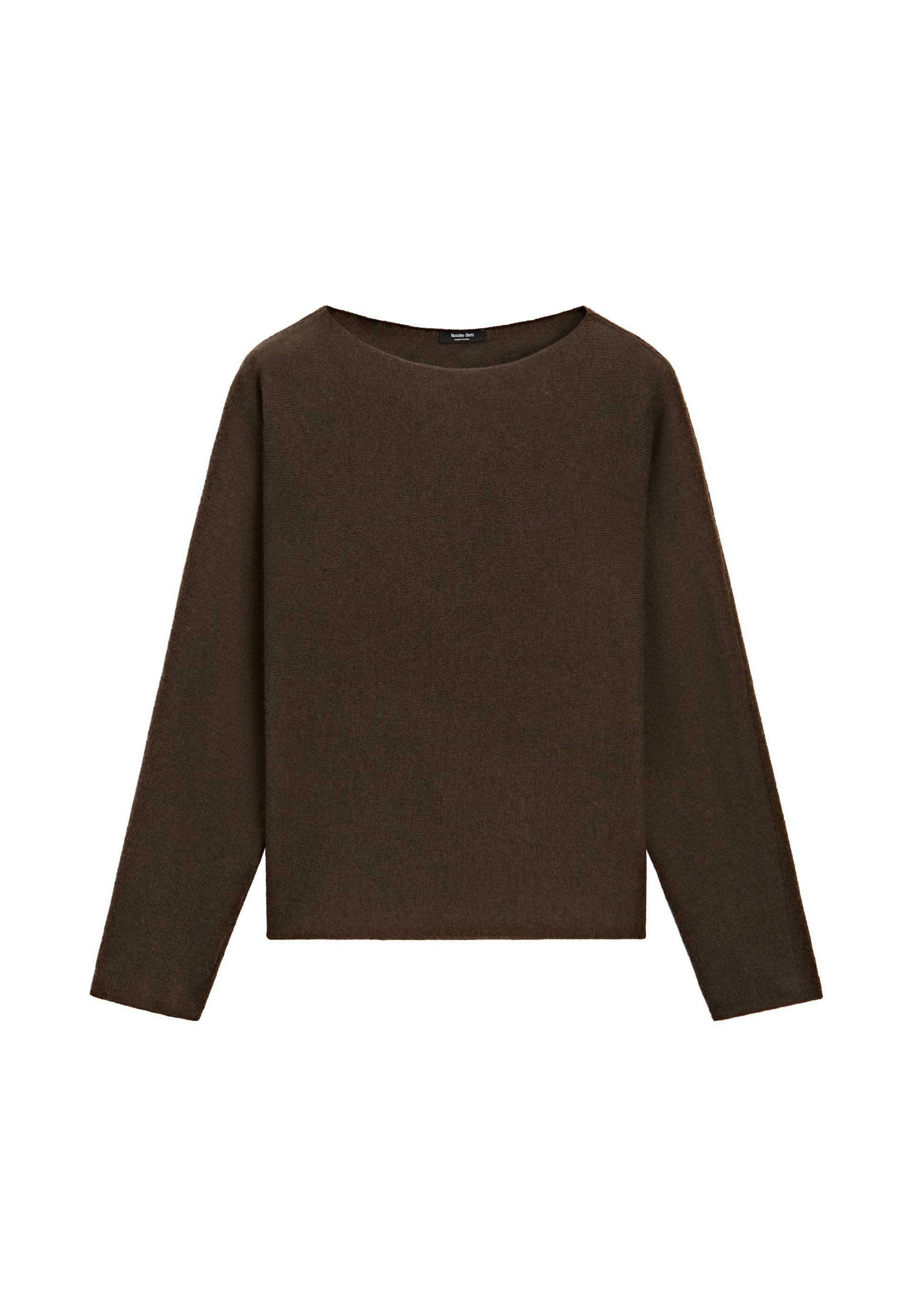 Massimo Dutti BOAT NECK WITH RAGLAN SLEEVE - Jumper - Dark Brown