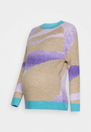 ONLY MATERNITY OLMLESLY FLOWER - Strickpullover - Pumice Red/light Blue