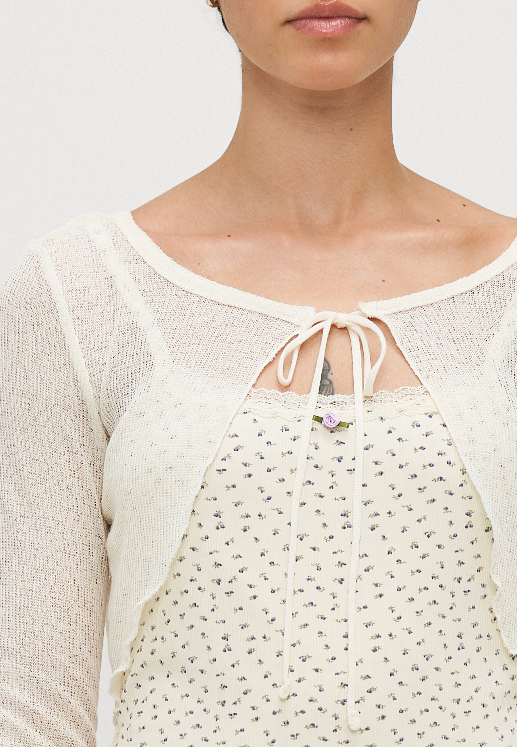 ONLY Petite ONLLEMONE DOUBLE - Long Sleeved Top - Egret