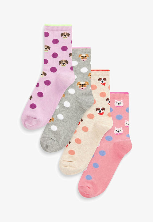 Next 4 PACK STANDARD - Socken - Pink Spotty Dog