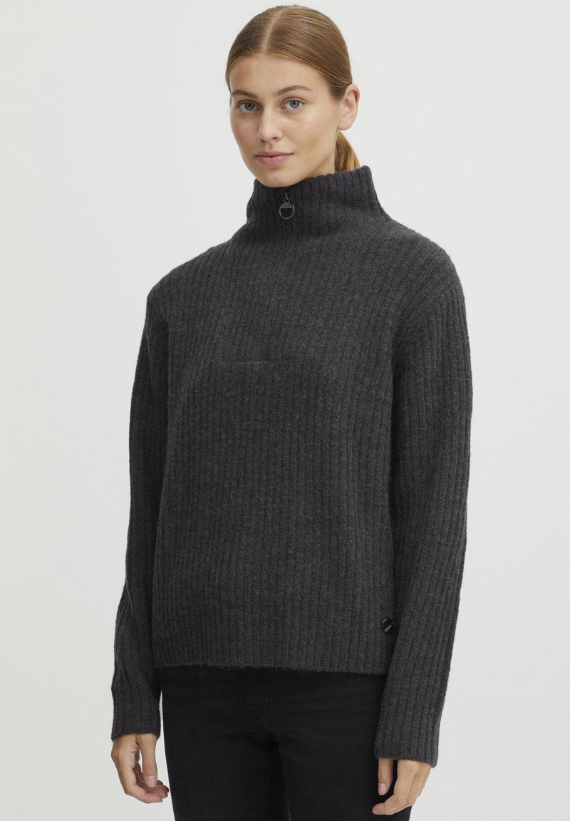 OXMO OXSALINE - Strickpullover - Blackened Pearl Melange