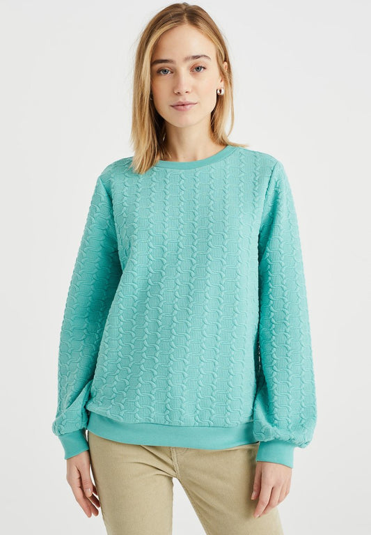 WE FASHION MET STRUCTUUR - Sweatshirt - Green