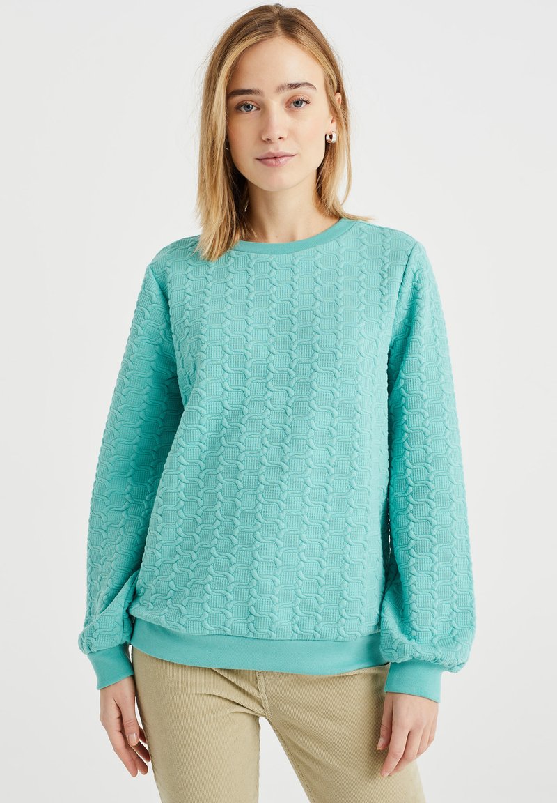 WE FASHION MET STRUCTUUR - Sweatshirt - Green