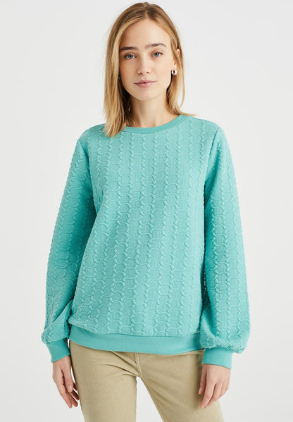 WE FASHION MET STRUCTUUR - Sweatshirt - Green