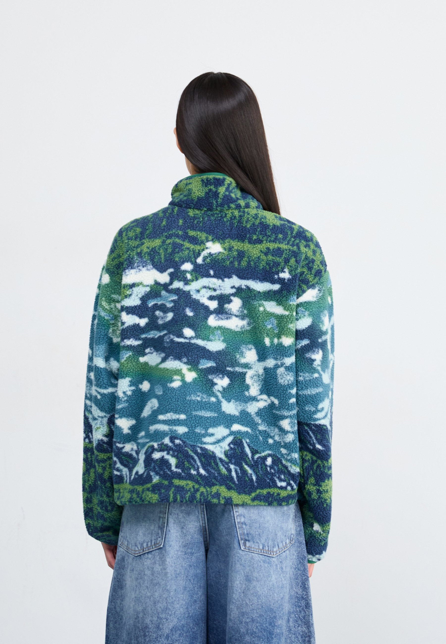 Columbia HELVETIA™ II PRINTED CROPPED HALF SNAP - Fleece Jumper - Everblue Sisters/rain Forest