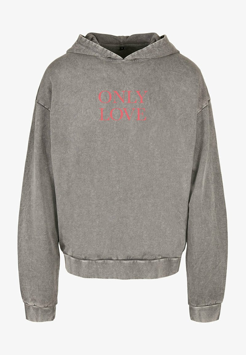 Mister Tee MÄNNER ONLY LOVE FRONT ACID WASHED - Kapuzenpullover - Black