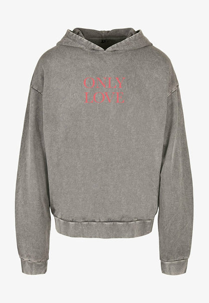 Mister Tee MÄNNER ONLY LOVE FRONT ACID WASHED - Kapuzenpullover - Black