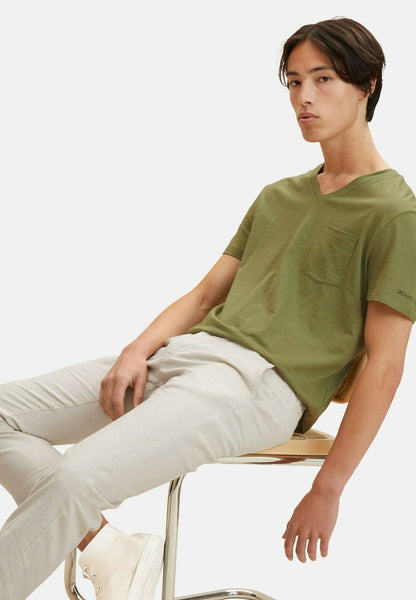 TOM TAILOR Denim BRUSTTASCHEÂ - T-Shirt Basic - Felt Green