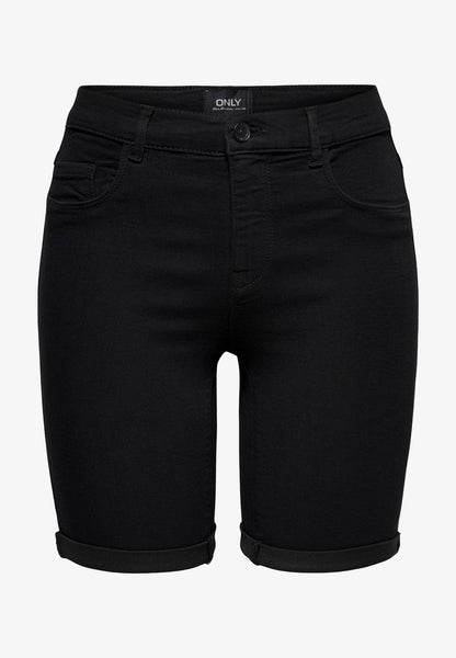 ONLY ONLRAIN LIFE MID LONG - Jeans Shorts - Black