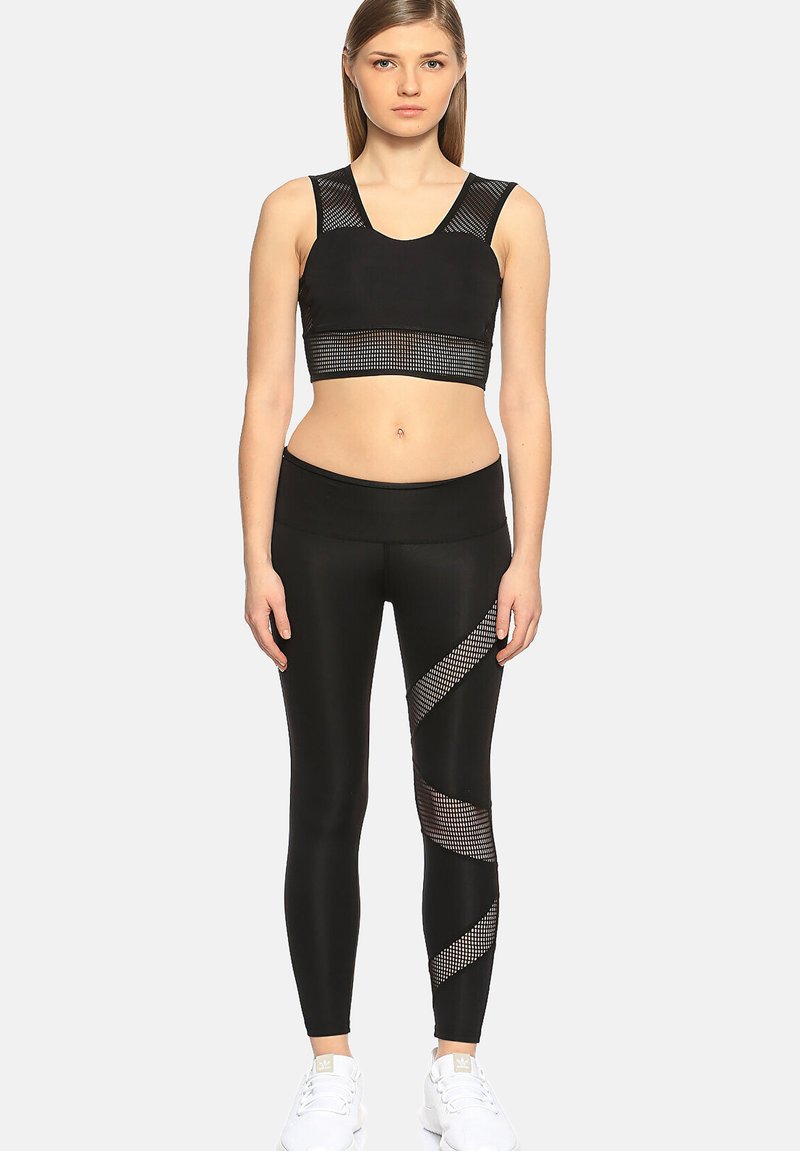  Custom Design One Leg Mesh Detailed Design - Leggings - Hosen - Black