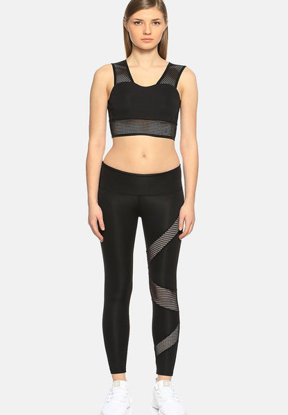  Custom Design One Leg Mesh Detailed Design - Leggings - Hosen - Black