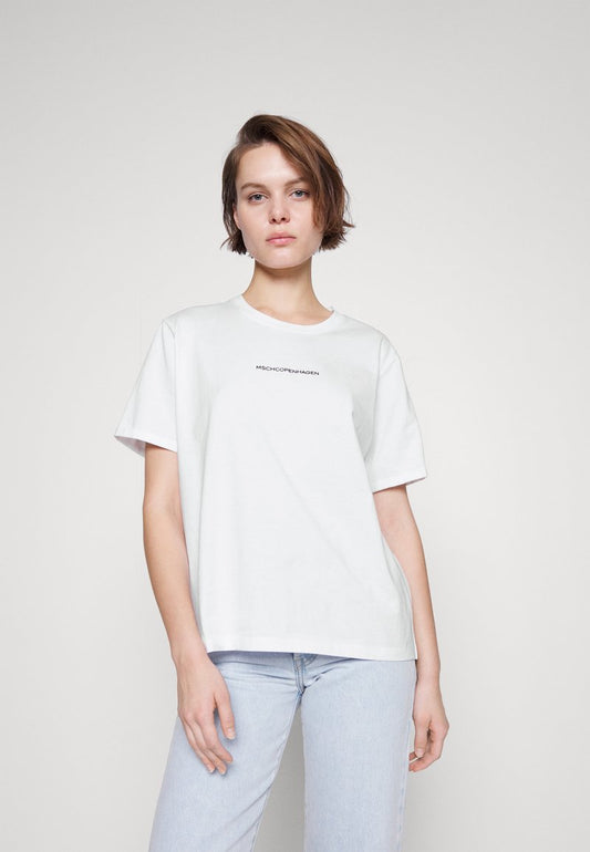 MOSS COPENHAGEN TERINA SMALL LOGO TEE - T-Shirt Basic - White/black