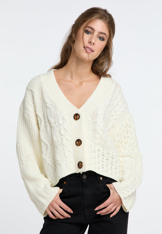 IZIA CROPPED GAYA - Strickjacke - Wollweiss