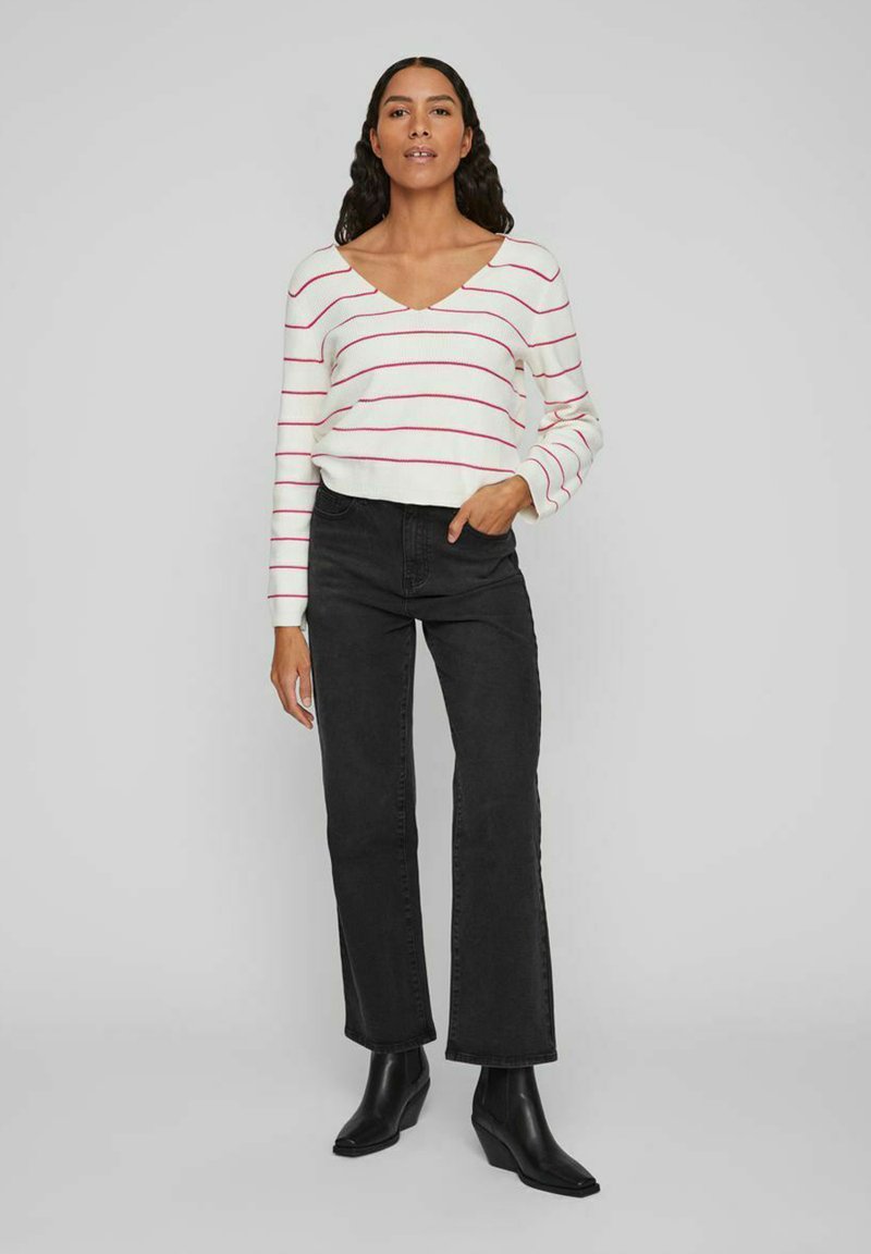 Vila VICHAI V-NECK NOOS - Strickpullover - White Alyssum