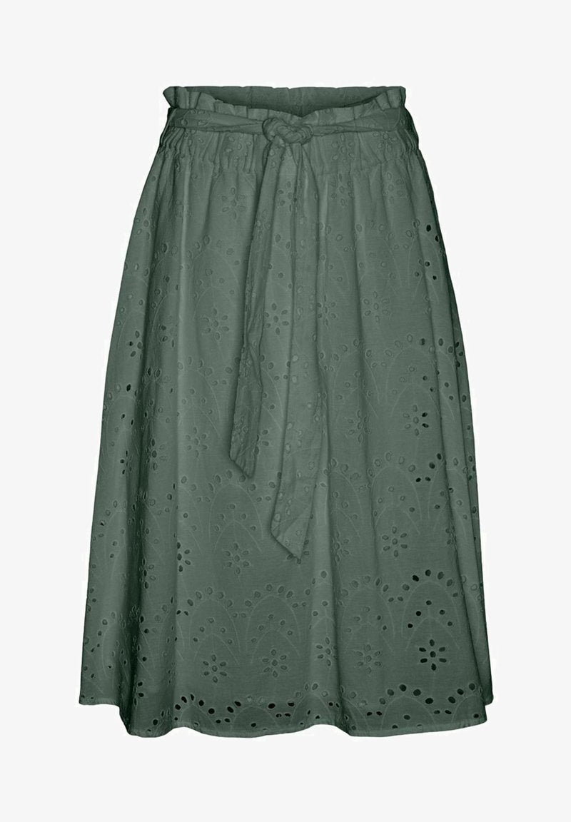 Vero Moda BRODERIE ANGLAISE - A-Linien-Rock - Mottled Green