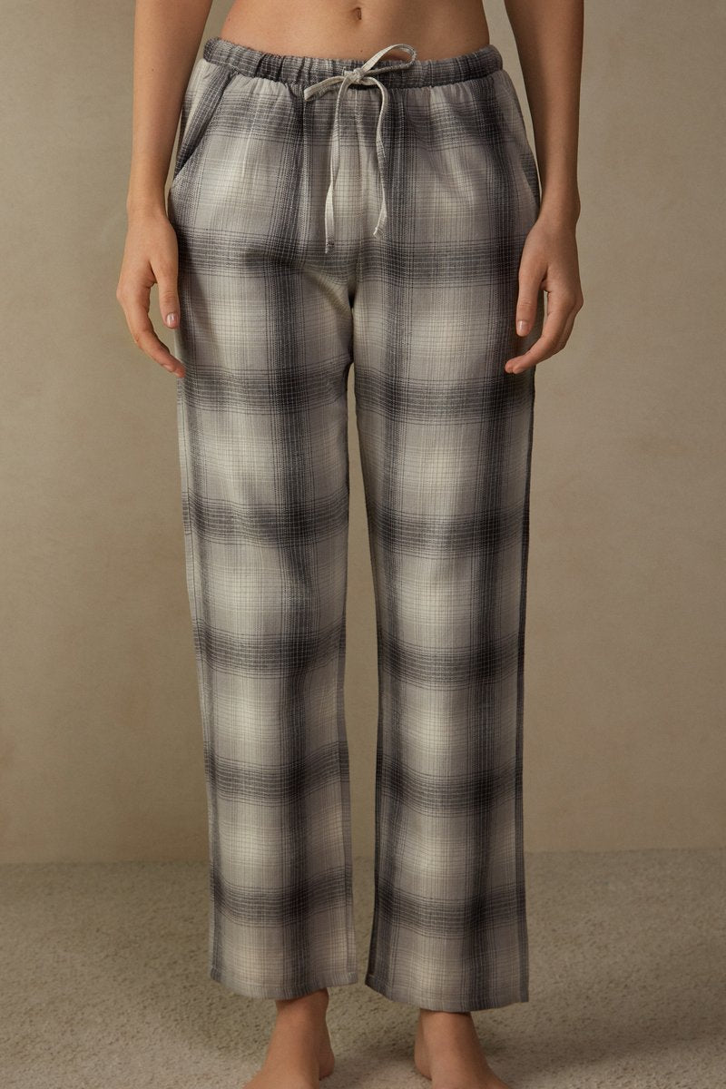 Intimissimi CUDDLES - Nachtwäsche Hose - Check Grigio Panna