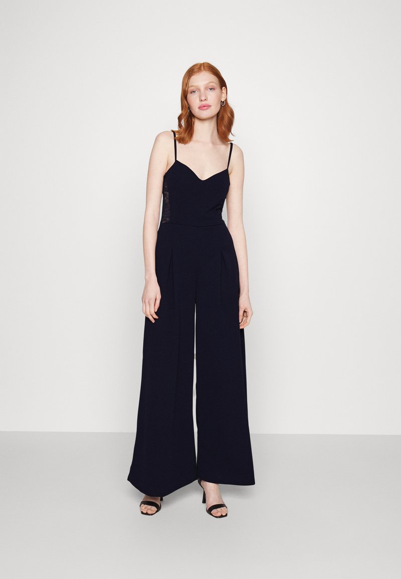 Wal G LANEY LACE WIDE LEG - Jumpsuit - Navy Blue