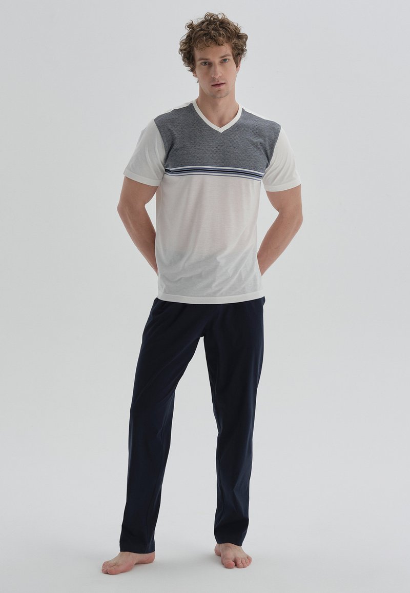  Nachtwäsche Set - Grey, Off-white