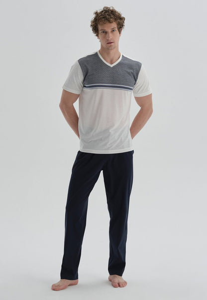  Nachtwäsche Set - Grey, Off-white