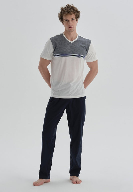  Nachtwäsche Set - Grey, Off-white