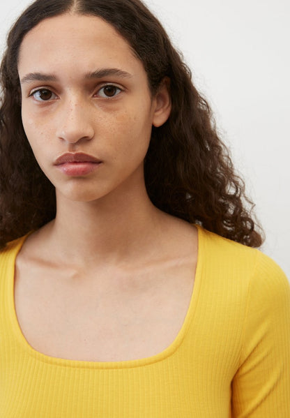 Marc O'Polo DENIM MODERN HALFSLEEVE SQUARE NECKLINE - T-Shirt Basic - Cream Gold