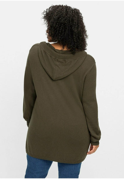 Sheego PULLOVER - Kapuzenpullover - Dunkeloliv