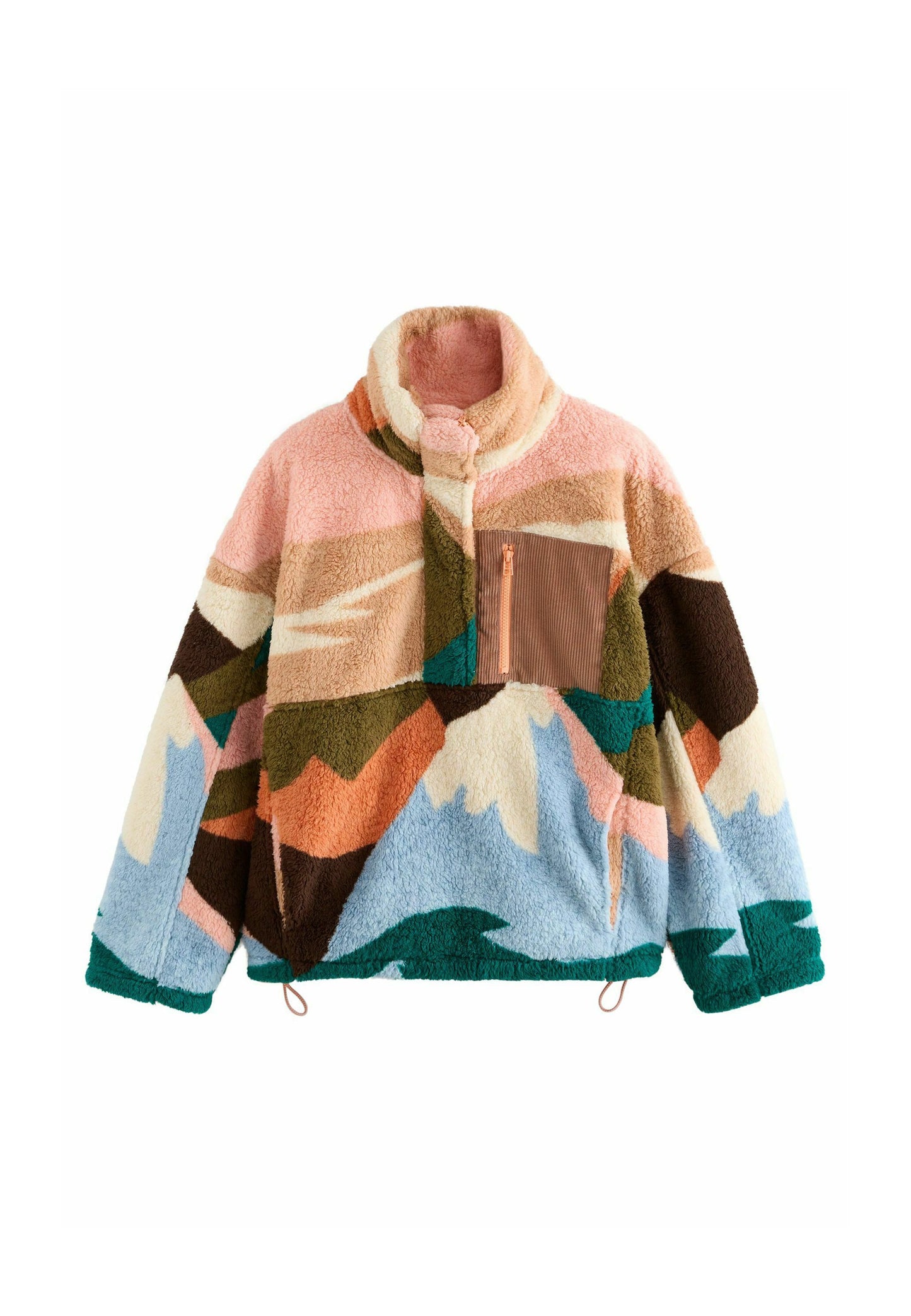 Next BORG - Fleece Jumper - Orange Green Abstract Print
