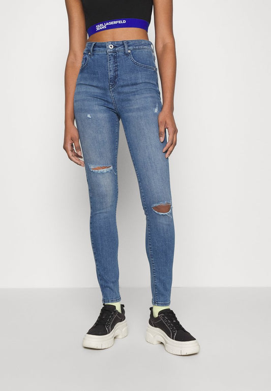 Karl Lagerfeld Jeans HIGH-RISE - Jeans Skinny Fit - Washed Blue