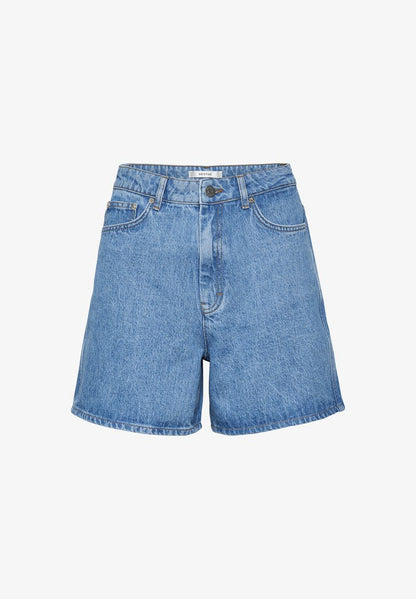 Gestuz DENAGZ HW - Jeans Shorts - Washed Mid Blue