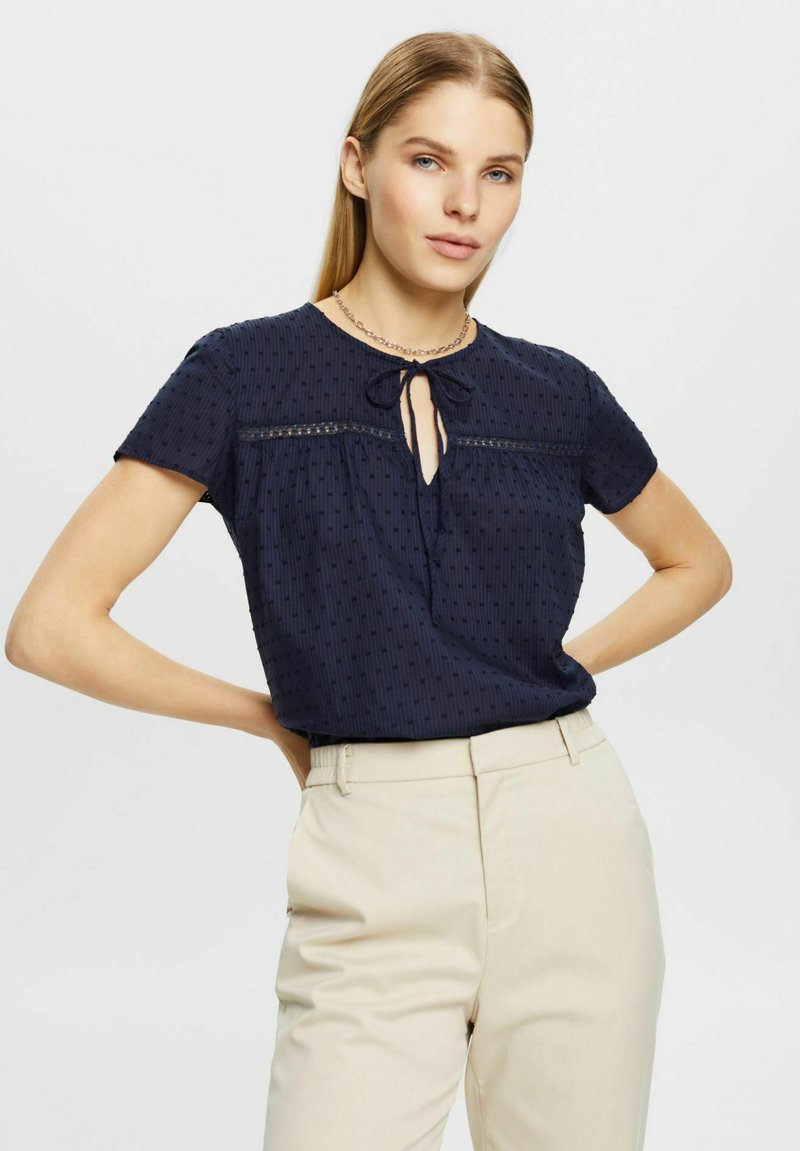 ESPRIT MIT BINDEDETAIL - Bluse - Navy